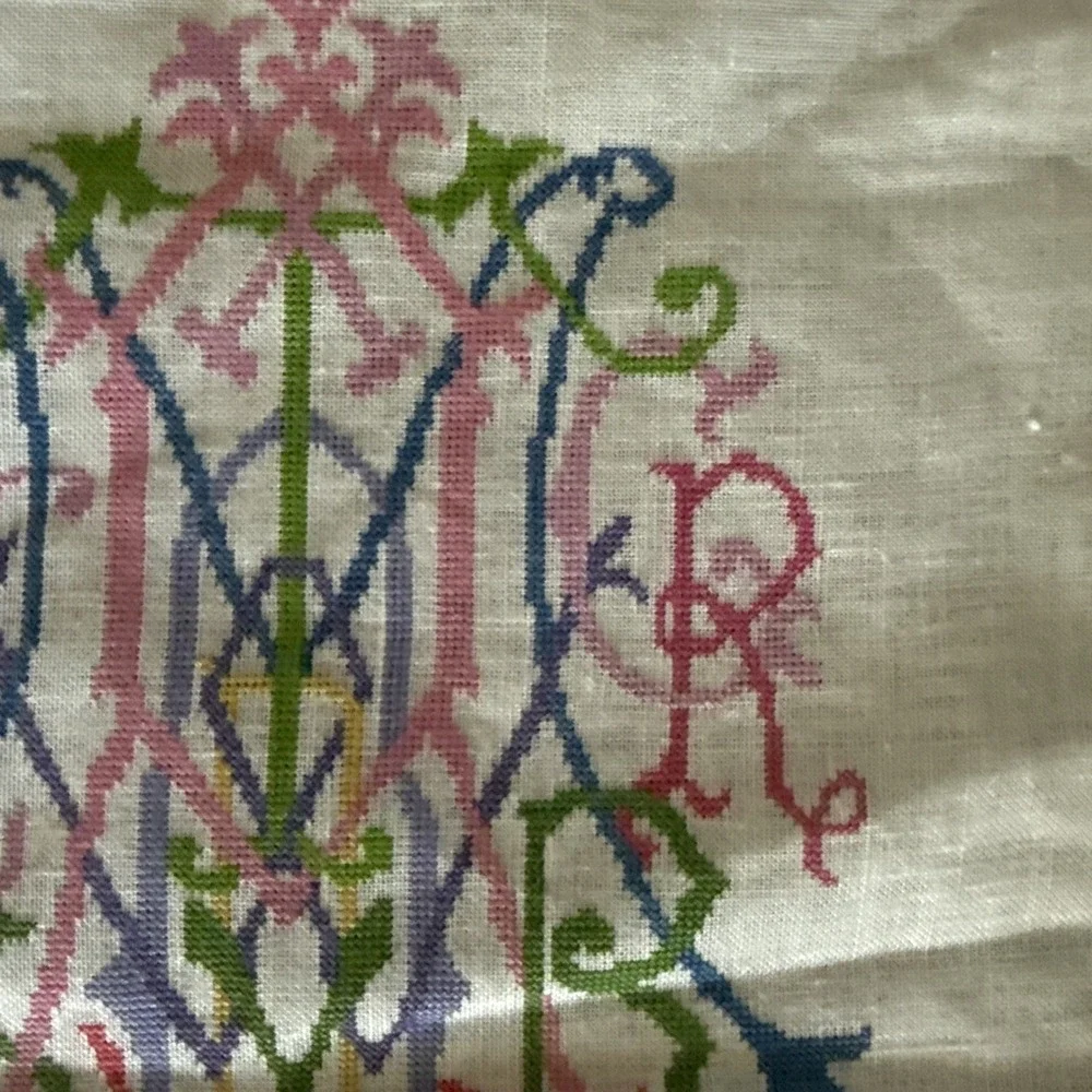 Posy Collection Alphabet Quilt Monogram counted cross stitch Completed 12x7.5